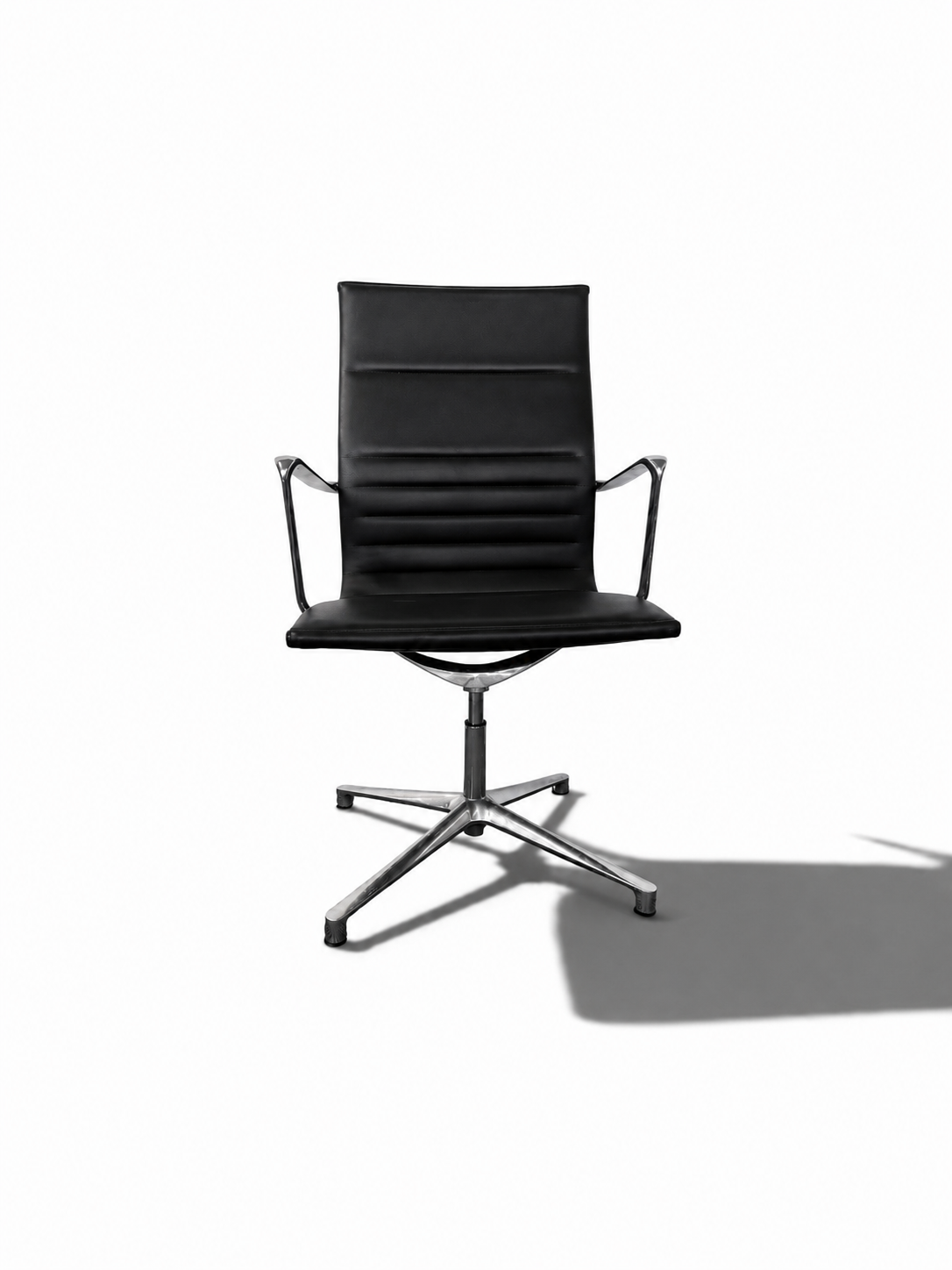ICF UNA High Back Italian Black Leather Executive Office Chair – Chrome Swivel Base – Refurbished