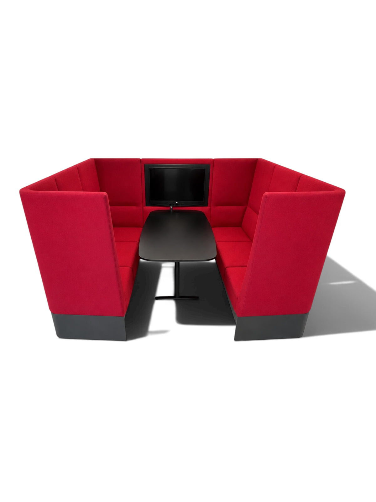 Brunner banc – 6 Person High-End Acoustic Meeting Booth – Red Upholstery – Refurbished