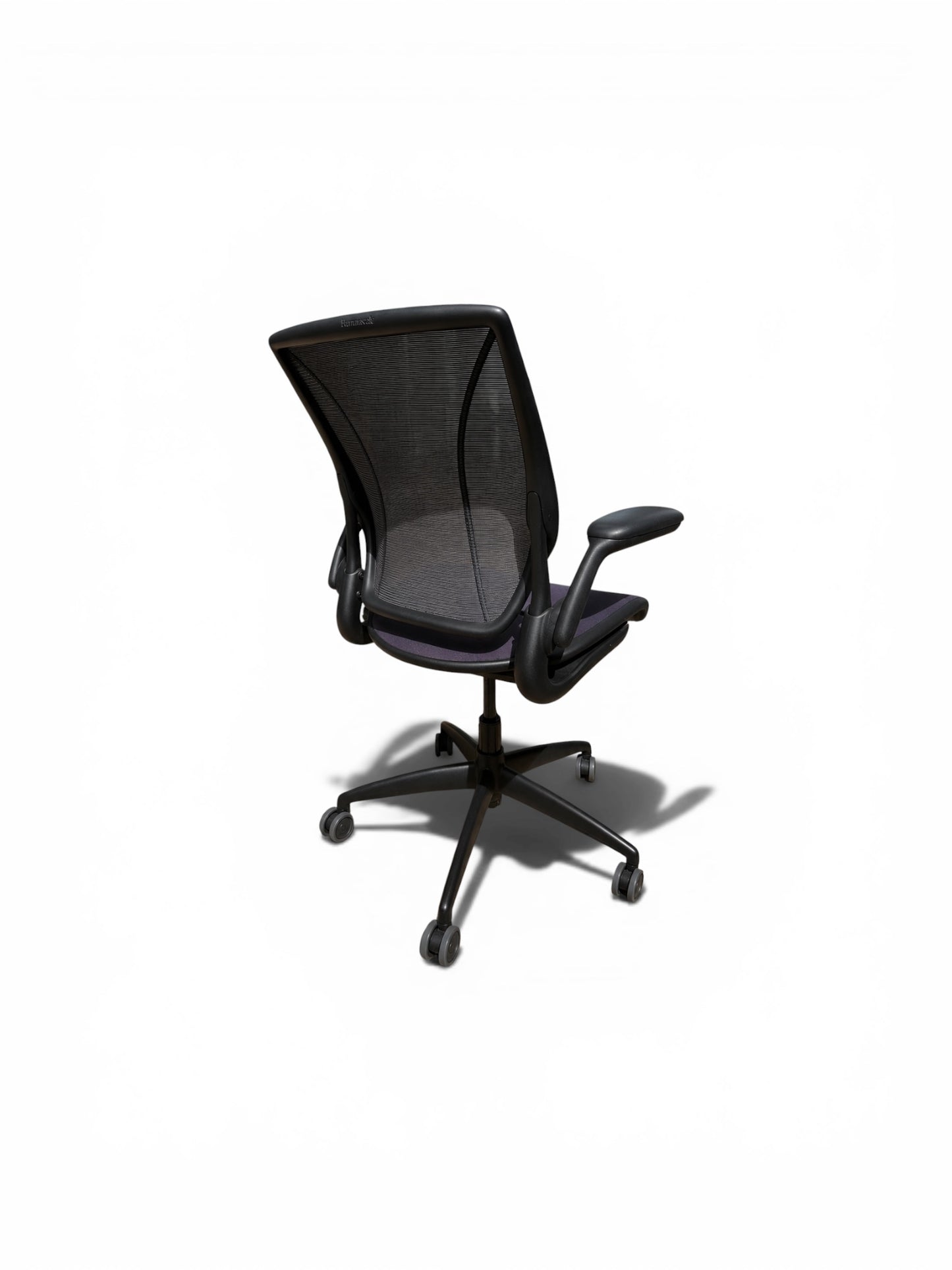 Humanscale Diffrient World Office Chair – Black Mesh Back – Purple Fabric Seat – Ergonomic Task Chair-Refurbished