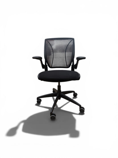 Humanscale Diffrient World Black Mesh Task Chair with Adjustable Arms – Refurbished