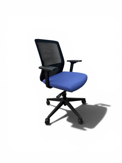 Elite Ergonomic Mesh Task Chair – Adjustable Arms, Seat Slide & Recline Lock – Blue – Refurbished