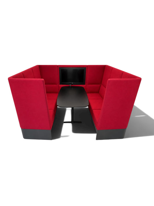 Brunner banc – 6 Person High-End Acoustic Meeting Booth – Red Upholstery – Refurbished