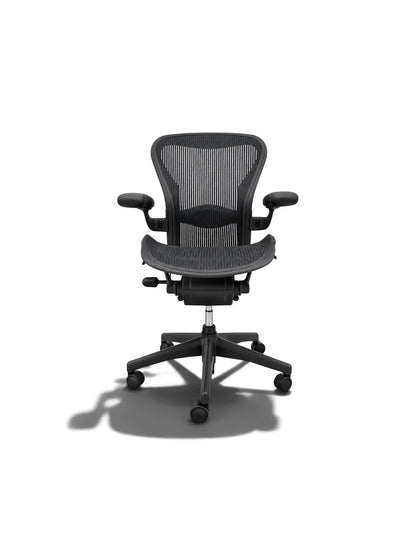 Herman Miller Aeron Size B – Classic Black Mesh – Roller Arms – Ergonomic Office Chair – Refurbished