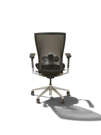 SIDIZ T50 Ergonomic Office Chair – Black Mesh – Polished Aluminium – Refurbished
