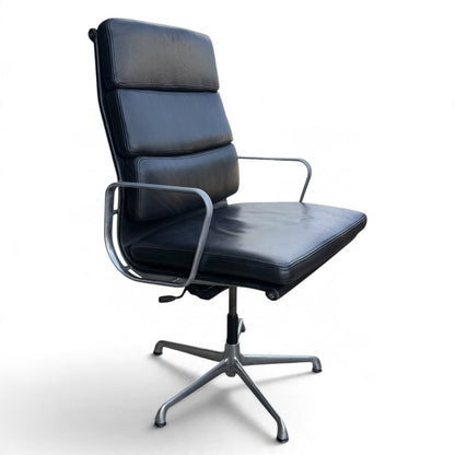 ICF Eames Soft Pad High Back Executive Chair – Black Leather & Polished Aluminium