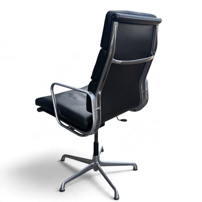 ICF Eames Soft Pad High Back Executive Chair – Black Leather & Polished Aluminium