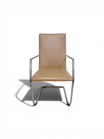 Brunner Executive Meeting Chair – Tan Leather | Chrome Cantilever Frame | Refurbished