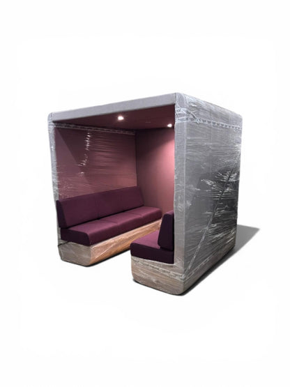 JDD 6 Person Acoustic Meeting Booth – Integrated Lighting & Power | Purple Upholstery  | brand New