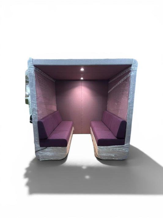 JDD 6 Person Acoustic Meeting Booth – Integrated Lighting & Power | Purple Upholstery  | brand New