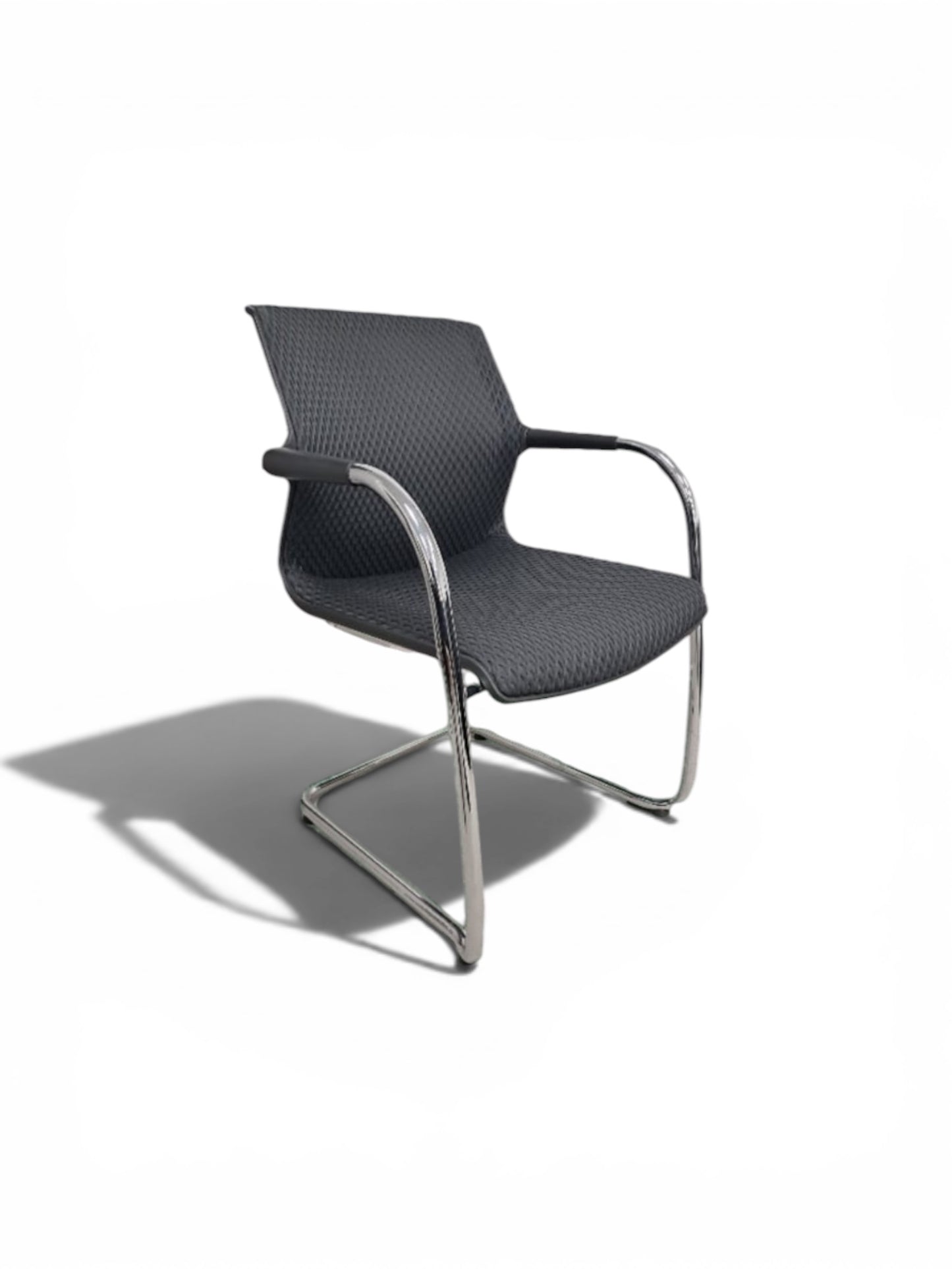 Vitra Unix: Cantilever Meeting Chair – Dark Grey Upholstered Conference Chair | Refurbished