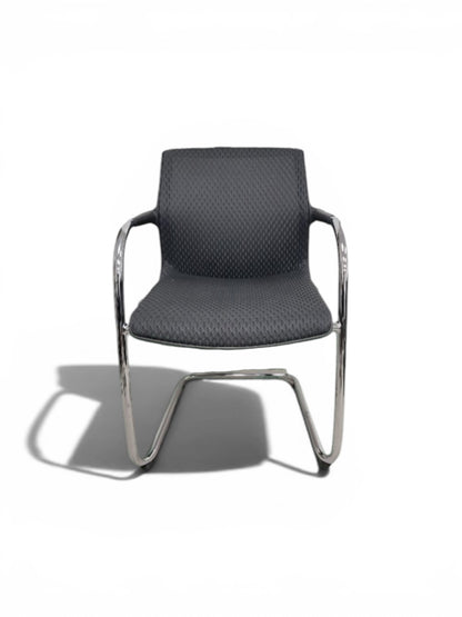 Vitra Unix: Cantilever Meeting Chair – Dark Grey Upholstered Conference Chair | Refurbished