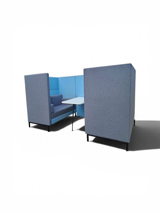 Senator Torasen 4 Person Acoustic Meeting Booth – Blue Upholstery with Integrated Table
