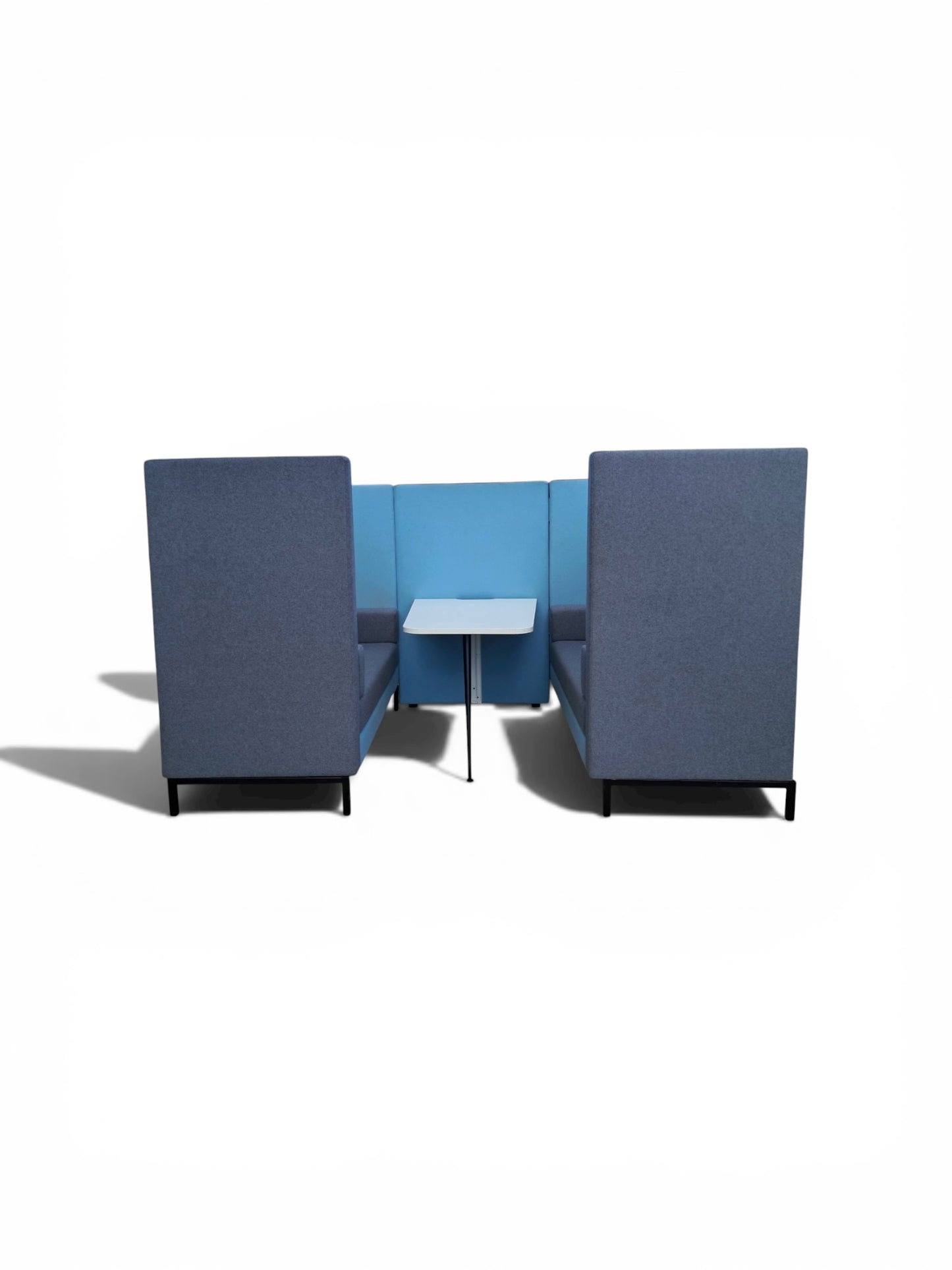 Senator Torasen 4 Person Acoustic Meeting Booth – Blue Upholstery with Integrated Table