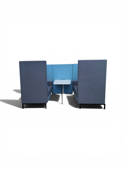 Senator Torasen 4 Person Acoustic Meeting Booth – Blue Upholstery with Integrated Table