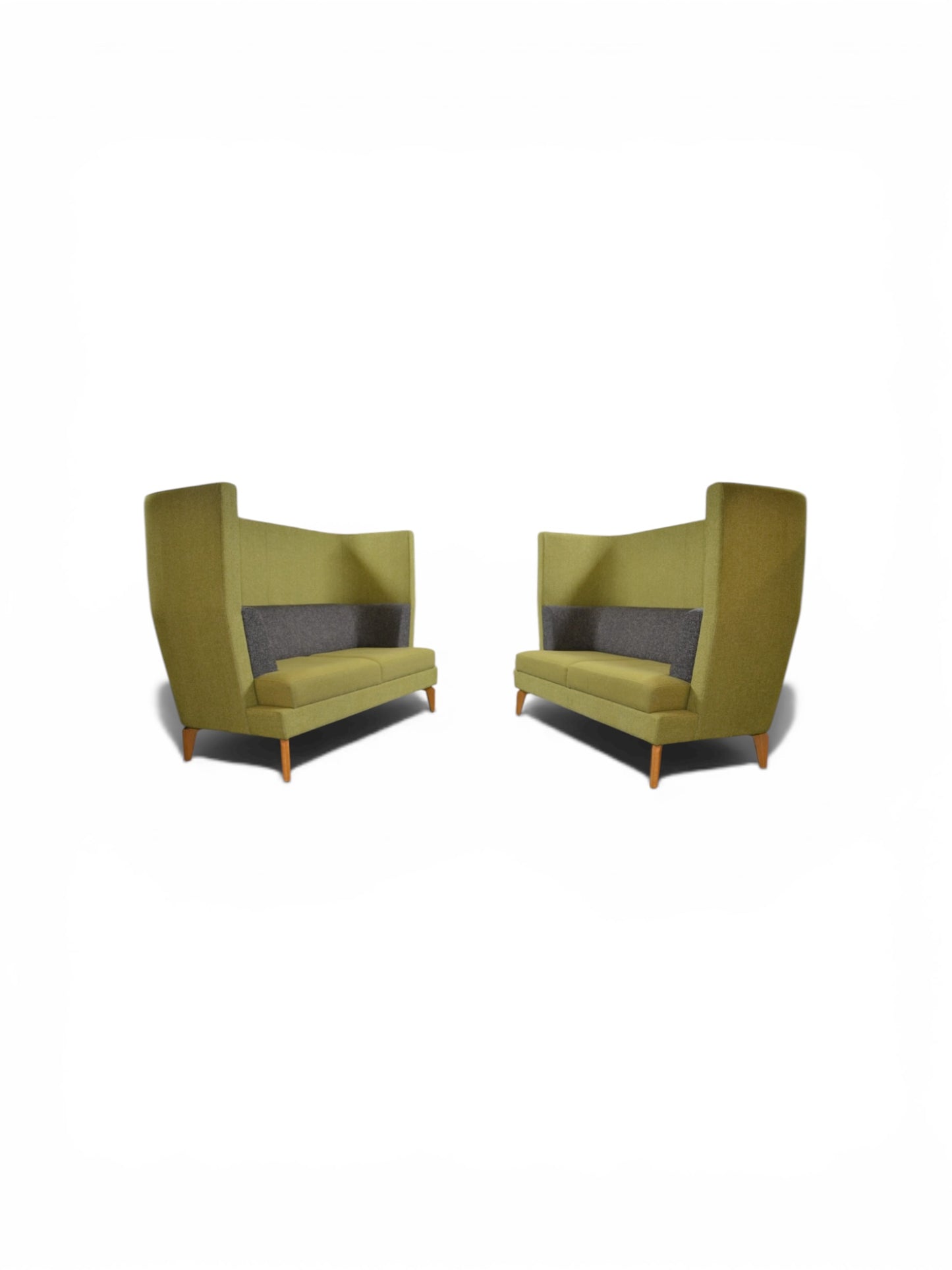 Boss Design High Back 2 Seater Sofas – Set of 2 Acoustic Lounge Sofas – Green Fabric