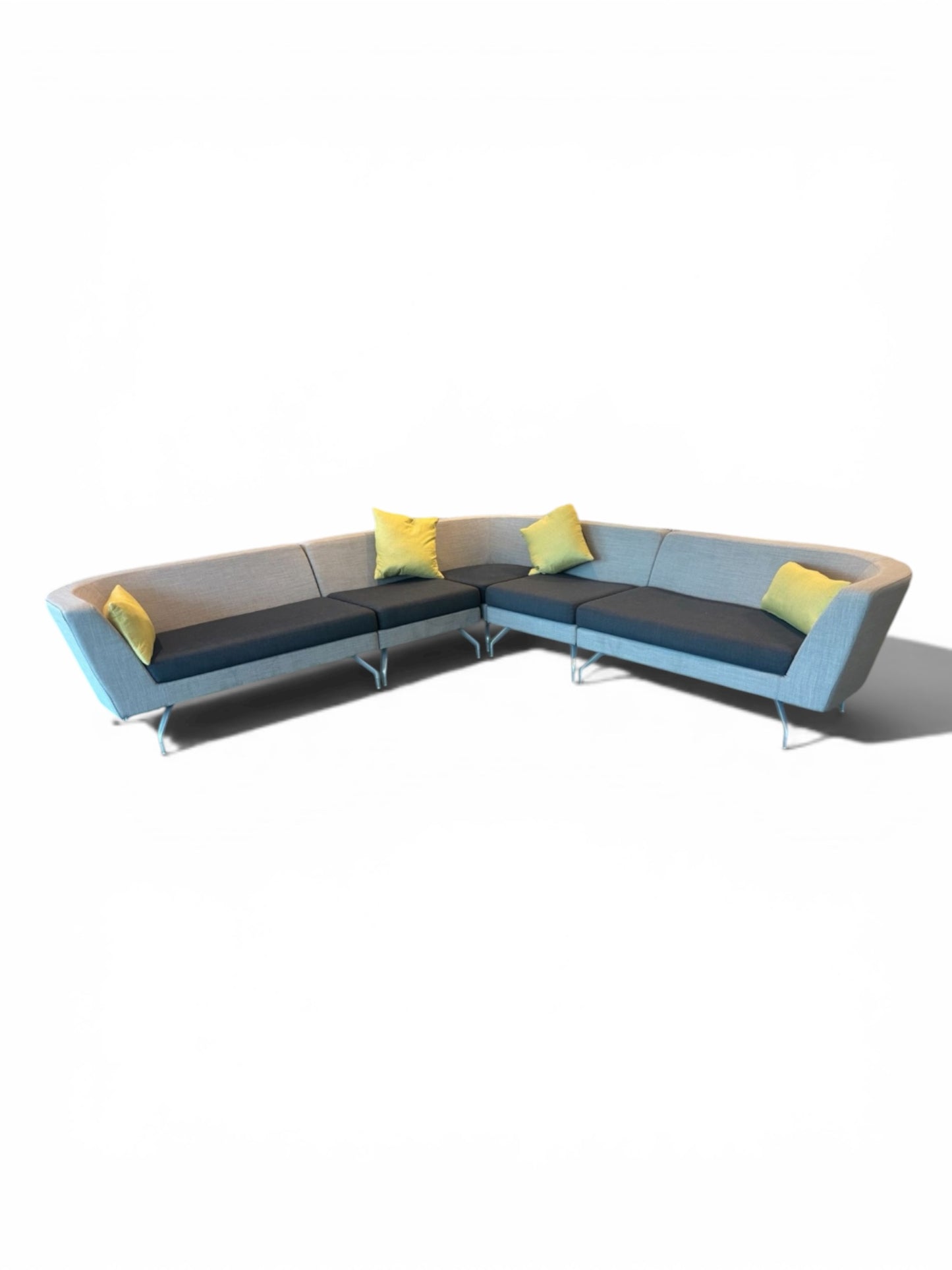 Orangebox 6 Seater Corner Sofa – Light & Dark Grey Fabric Modular Lounge Seating