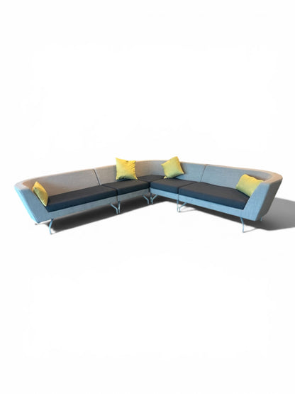 Orangebox 6 Seater Corner Sofa – Light & Dark Grey Fabric Modular Lounge Seating