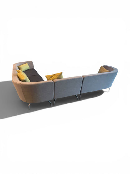 Orangebox 6 Seater Corner Sofa – Light & Dark Grey Fabric Modular Lounge Seating