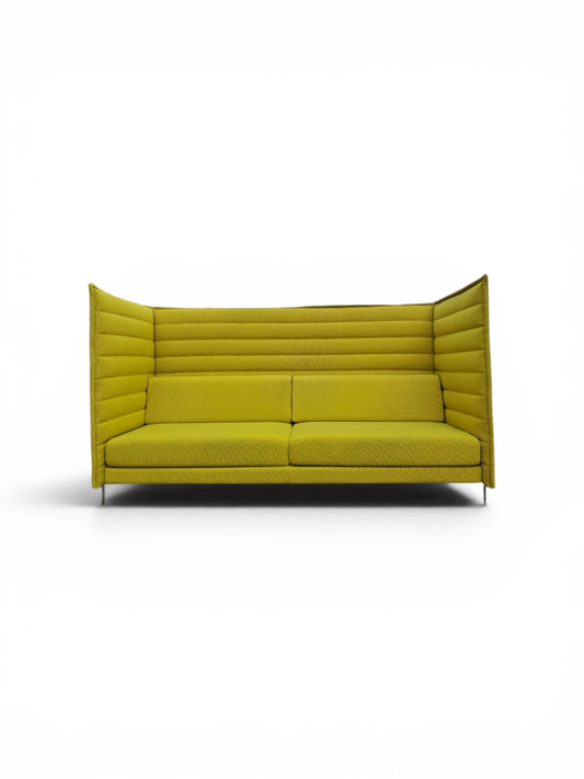 Vitra Alcove High Back 3 Seater Acoustic Sofa – Green Fabric Booth Seating