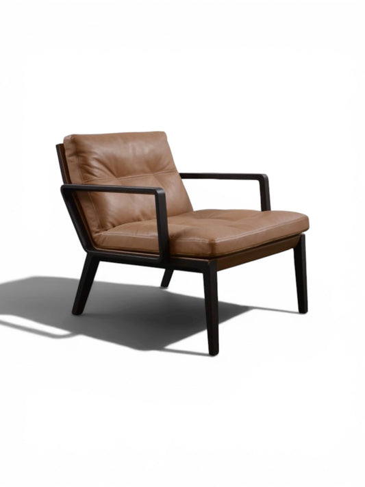 Walter Knoll Andoo Low Back Lounge Armchair – Premium Beige Italian Leather Designer Chair