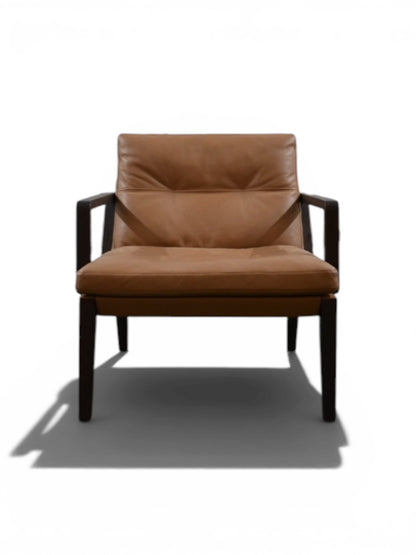 Walter Knoll Andoo Low Back Lounge Armchair – Premium Beige Italian Leather Designer Chair