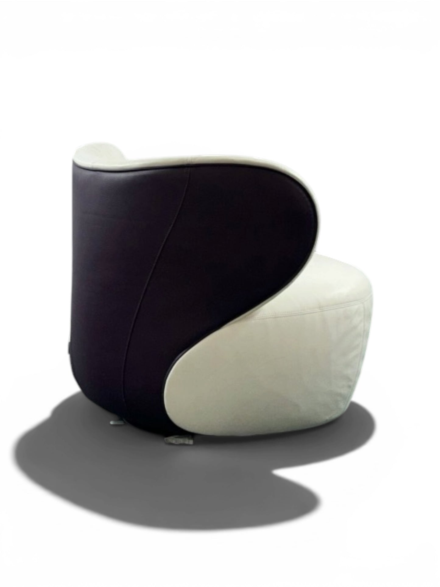 Walter Knoll Bao Swivel Lounge Armchair – Cream & Purple Leather Designer Chair