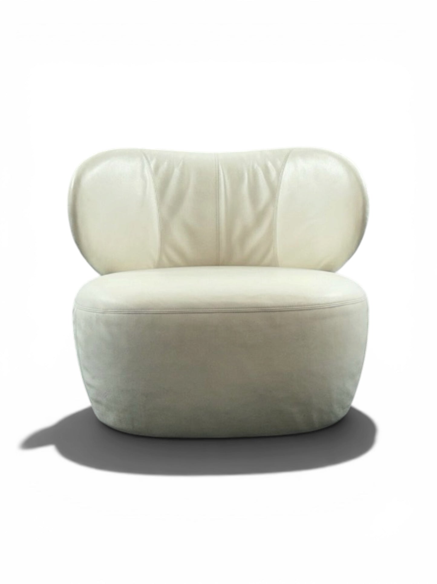 Walter Knoll Bao Swivel Lounge Armchair – Cream & Purple Leather Designer Chair