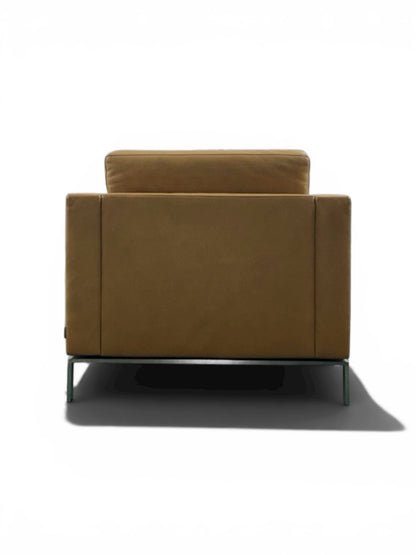 Walter Knoll 502 Armchair – Italian Tan Leather – Designer Lounge Chair – Chrome Frame – Refurbished