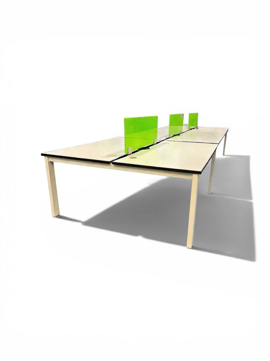 Steelcase Bench Desking System – Bank of 6 – 1600mm Desktops – Shared Office Workstations – Refurbished