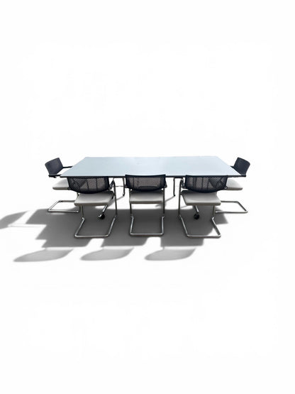 Torino Flip & Fixed Table Series Meeting Table – 2400mm x 1200mm – Grey Top & Chrome Frame – Refurbished