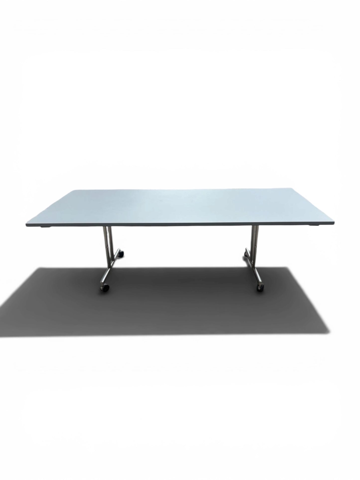 Torino Flip & Fixed Table Series Meeting Table – 2400mm x 1200mm – Grey Top & Chrome Frame – Refurbished