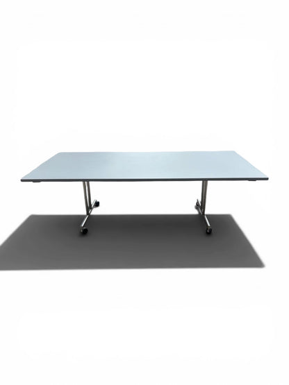 Torino Flip & Fixed Table Series Meeting Table – 2400mm x 1200mm – Grey Top & Chrome Frame – Refurbished