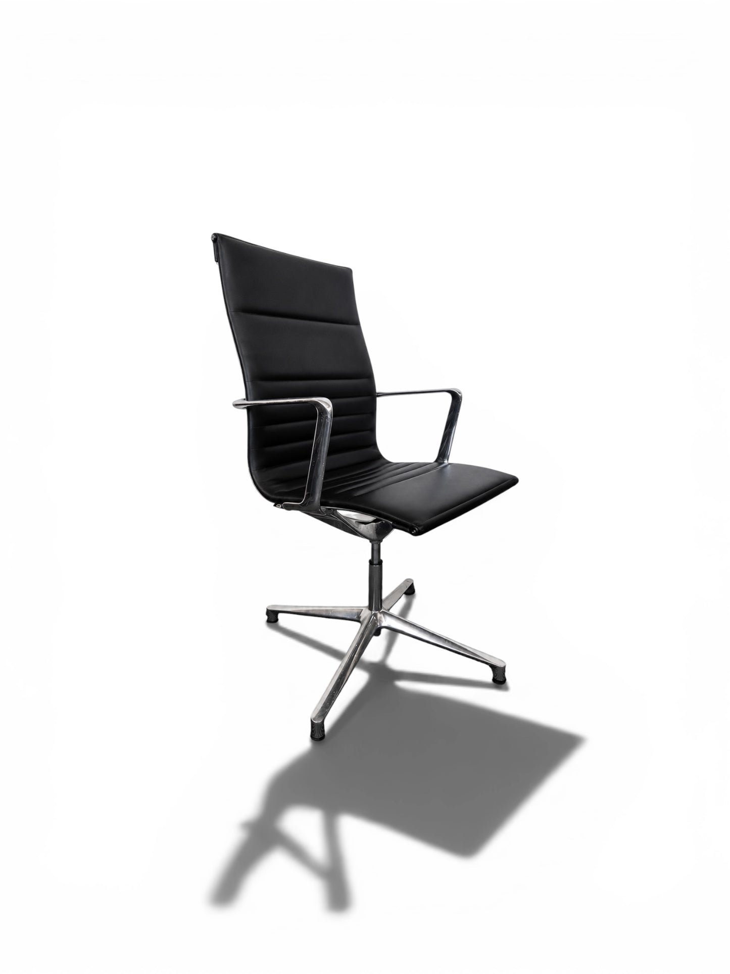 ICF UNA High Back Italian Black Leather Executive Office Chair – Chrome Swivel Base – Refurbished